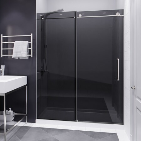 Anzzi Leon 60 in. x 76 in. Tinted Sliding Shower Door in Brushed Nickel SD-AZ8077-02BNT